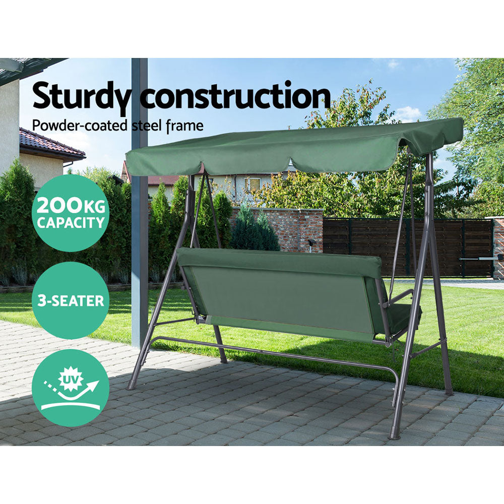Swing Chair Hammock Outdoor Furniture Garden Canopy Bench Seat Green - image6