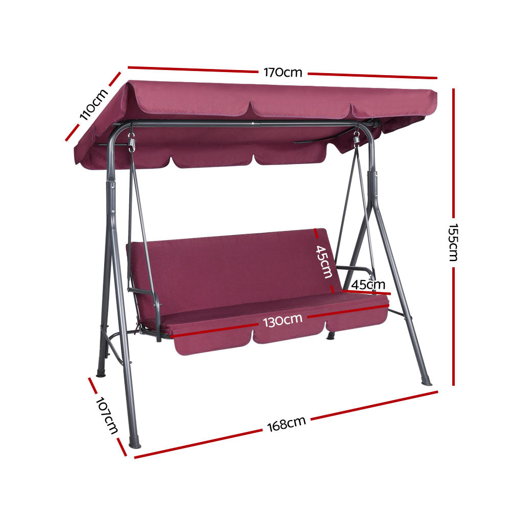 Outdoor Swing Chair Hammock 3 Seater Garden Canopy Bench Seat Backyard - image2