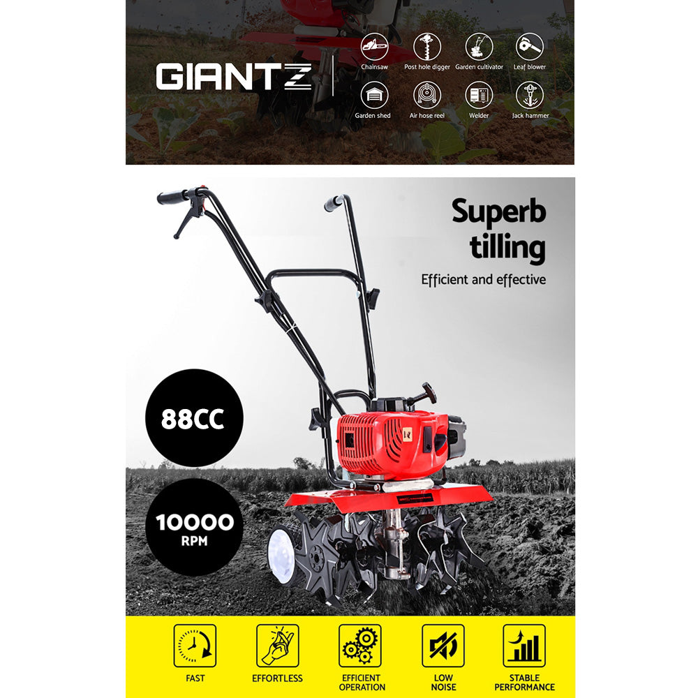 88CC Garden Cultivator Tiller Petrol Rotary Hoe 36 Tines Rototiller - image4