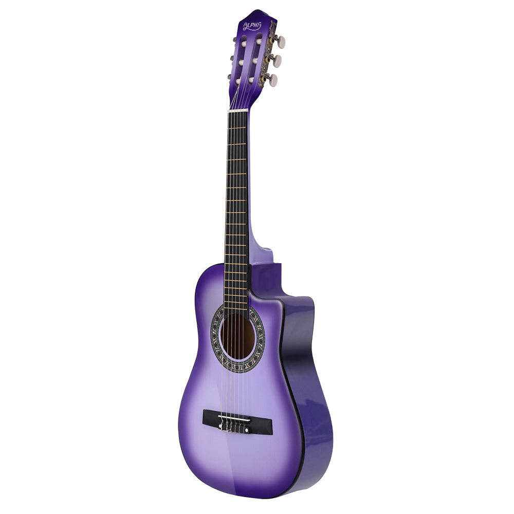 Alpha 34" Inch Guitar Classical Acoustic Cutaway Wooden Ideal Kids Gift Children 1/2 Size Purple - image3