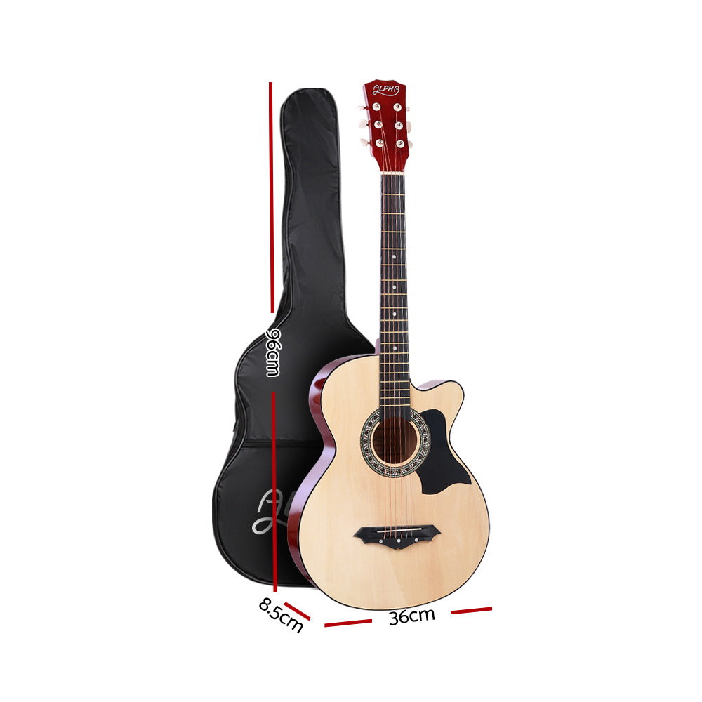 ALPHA 38 Inch Wooden Acoustic Guitar Natural Wood - image2