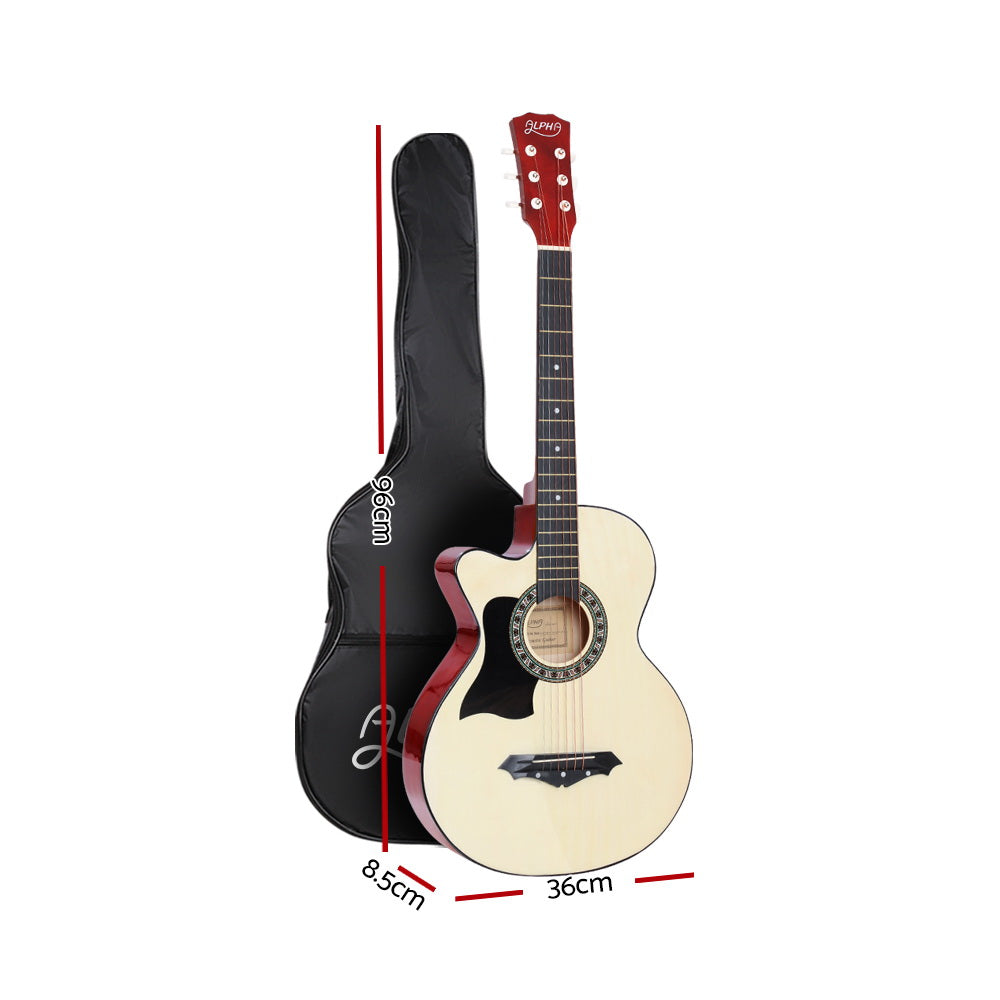 ALPHA 38 Inch Wooden Acoustic Guitar Left handed with Accessories set Natural Wood - image2