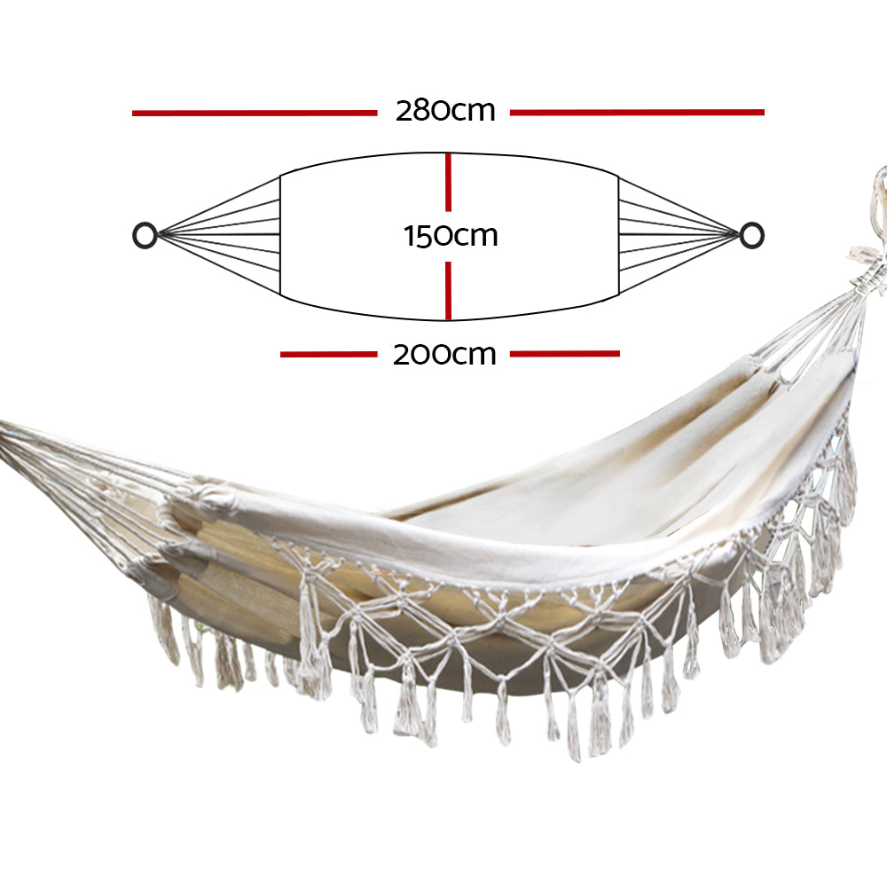 Hanging Tassel Hammock Swing Bed Cream - image2