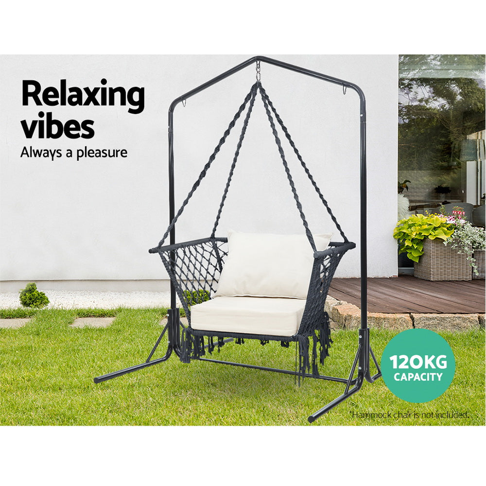 Double Hammock Chair Stand Steel Frame 2 Person Outdoor Heavy Duty 200KG - image3