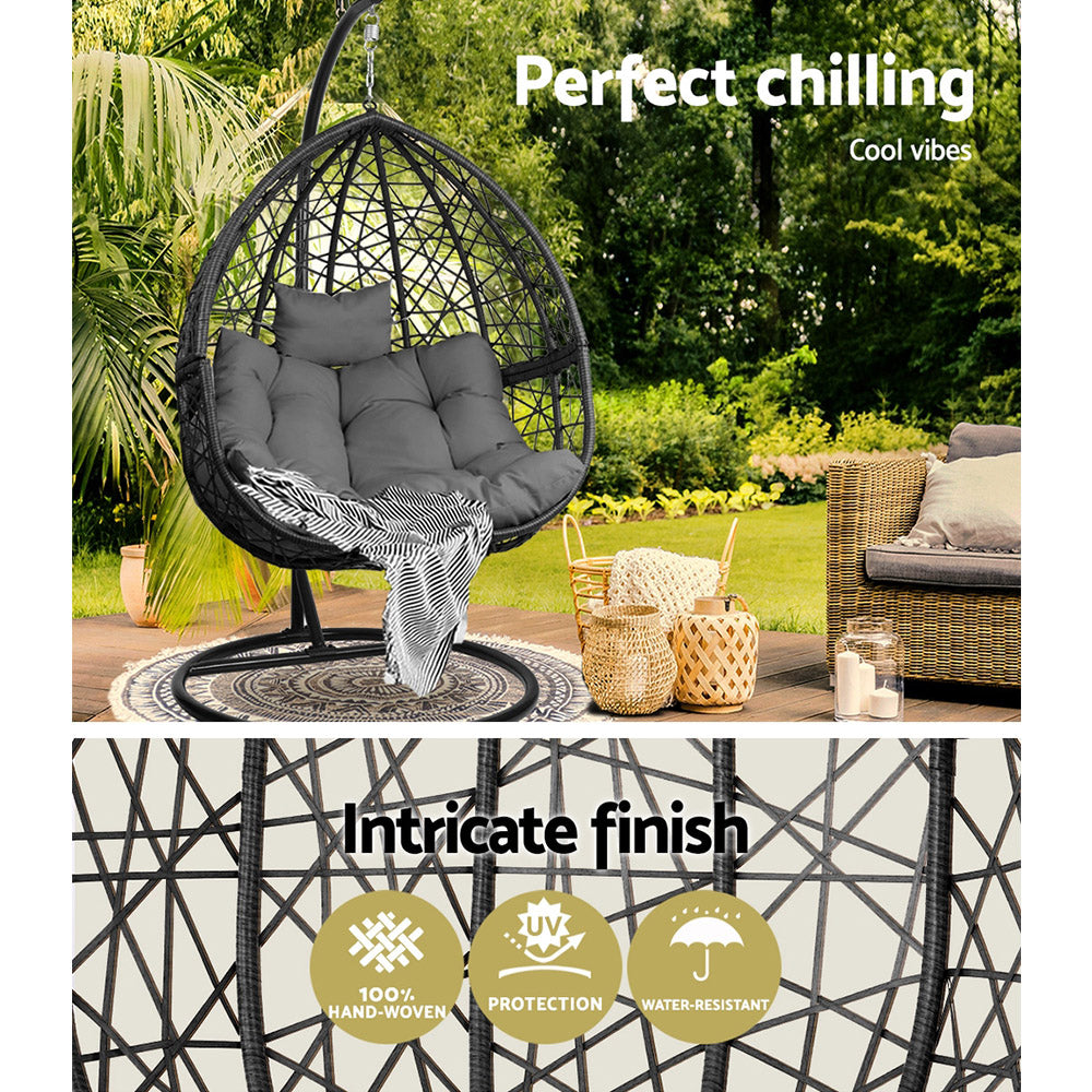 Outdoor Hanging Swing Chair - Black - image3