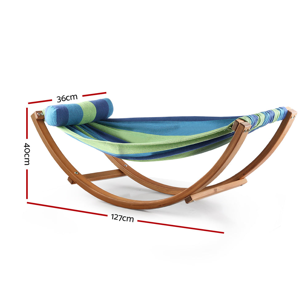 Kids Timber Hammock Bed Swing - Blue - image2