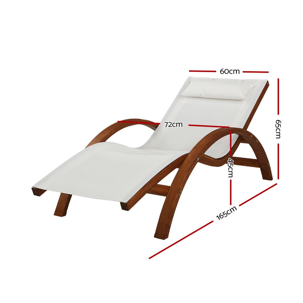 Outdoor Wooden Sun Lounge Setting Day Bed Chair Garden Patio Furniture - image2