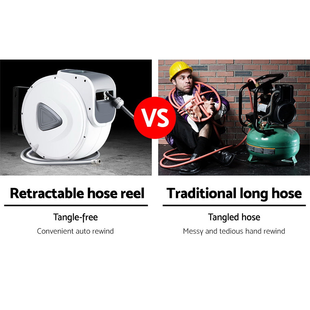 Air Hose Reel 10m Retractable Rewind Swivel Wall Mount Compressor Garage - image5