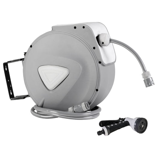 10M Retractable Water Hose Reel Garden Storage AutoRewind Spray Gun - image1