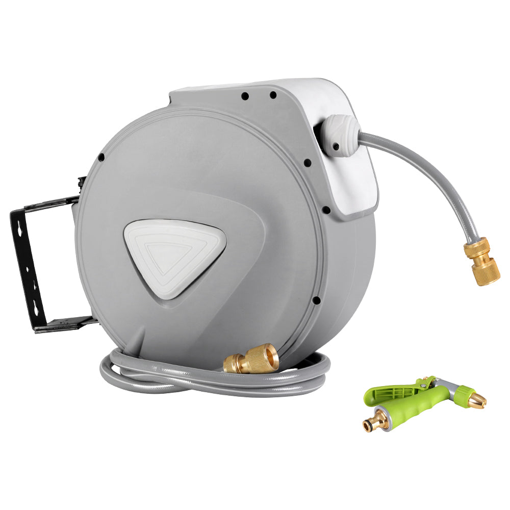 30M Retractable Hose Reel Garden Water Brass Auto Rewind Spray Gun - image1