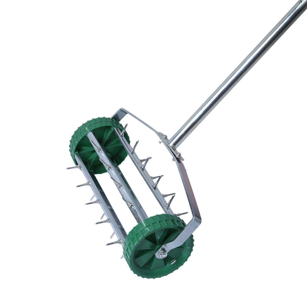 Lawn Aerator Roller Scarifier  Rolling Steel Spike Tool Garden Yard Farm Grass - image1