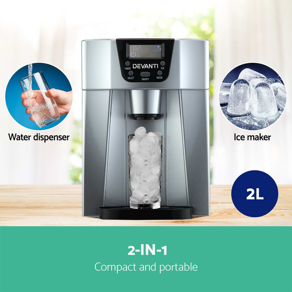 2L Portable Ice Cuber Maker & Water Dispenser - Silver - image3