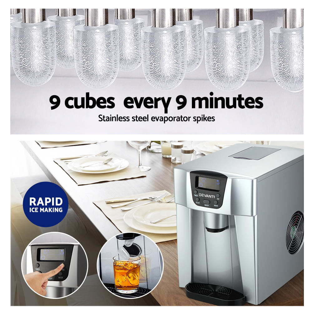 2L Portable Ice Cuber Maker & Water Dispenser - Silver - image4