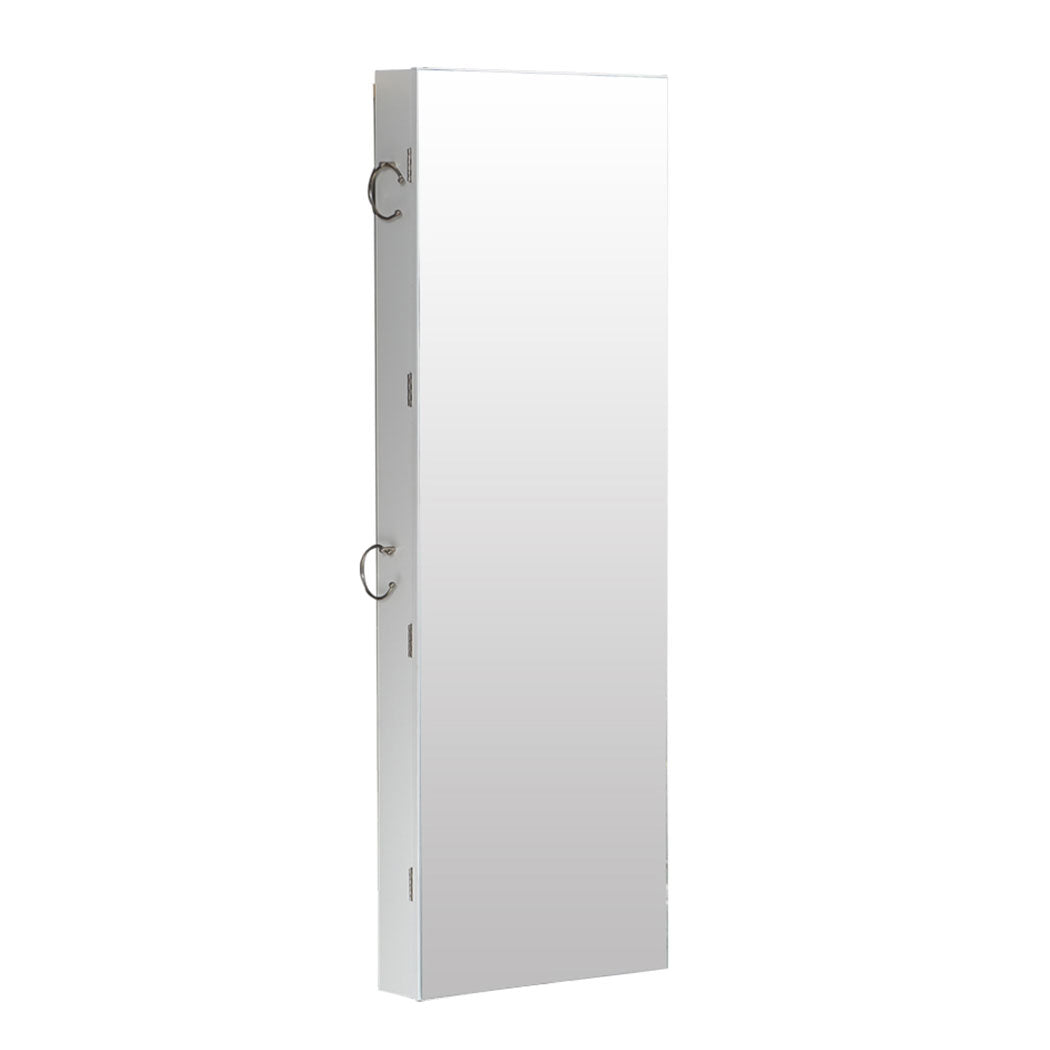 Wall Mounted or Hang Over Mirror Jewellery Cabinet with LED Light White - image2