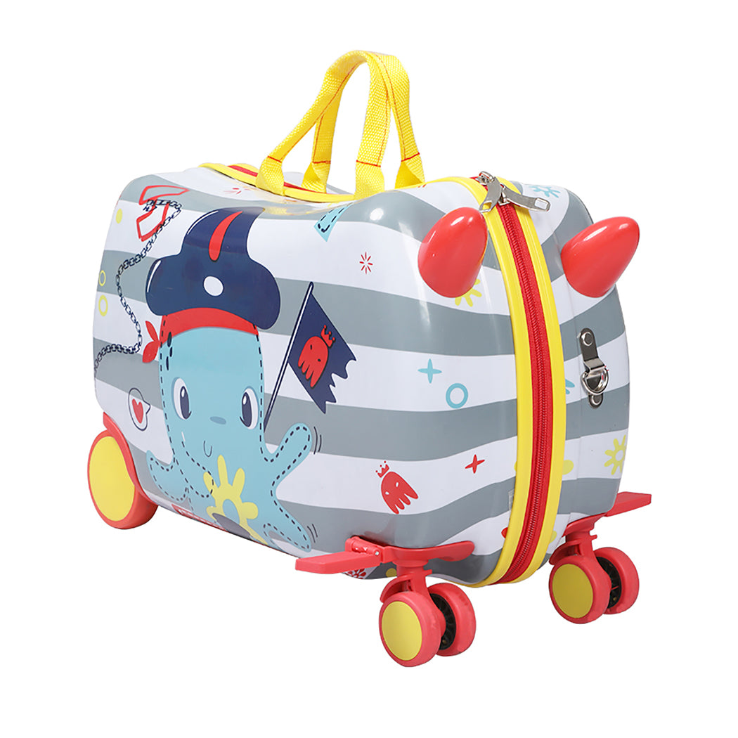 BoPeep Kids Ride On Suitcase Children Travel Luggage Carry Bag Trolley Octopus - image2