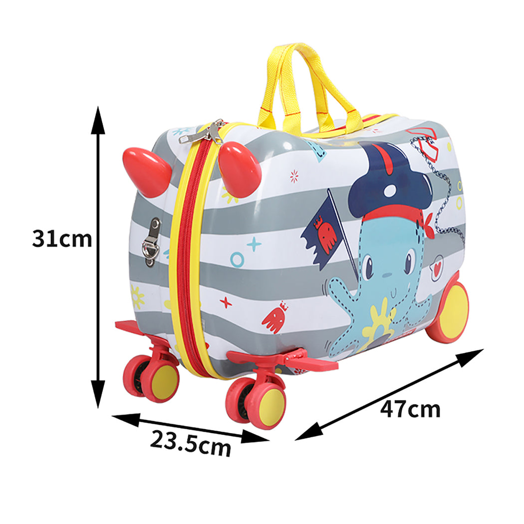 BoPeep Kids Ride On Suitcase Children Travel Luggage Carry Bag Trolley Octopus - image3