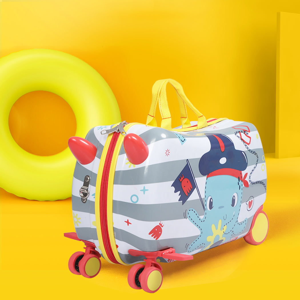 BoPeep Kids Ride On Suitcase Children Travel Luggage Carry Bag Trolley Octopus - image7