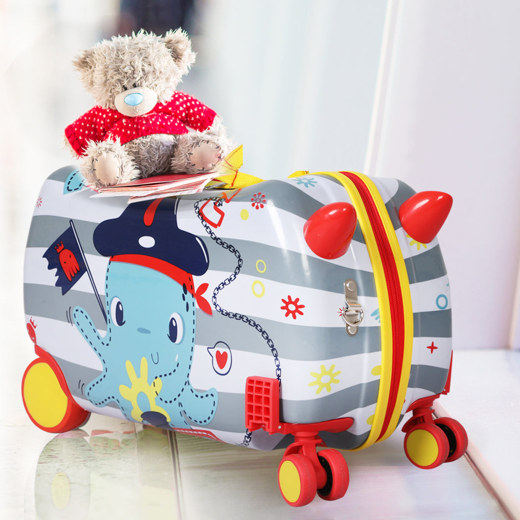 BoPeep Kids Ride On Suitcase Children Travel Luggage Carry Bag Trolley Octopus - image8