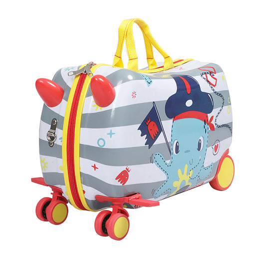 BoPeep Kids Ride On Suitcase Children Travel Luggage Carry Bag Trolley Octopus - image1