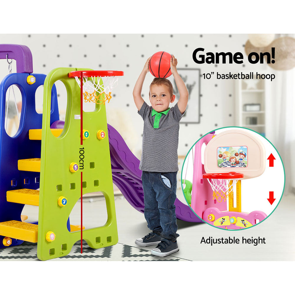 Kids 7-in-1 Slide Swing with Basketball Hoop Toddler Outdoor Indoor Play - image5
