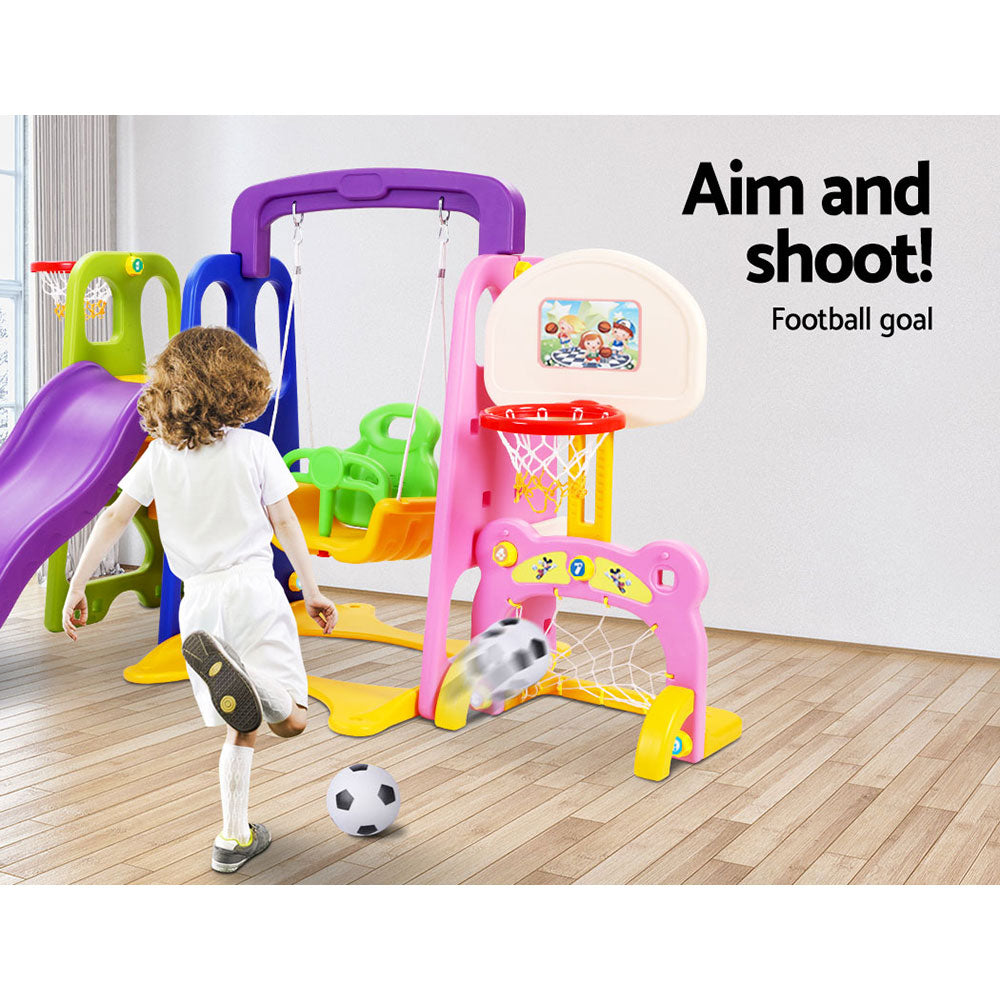 Kids 7-in-1 Slide Swing with Basketball Hoop Toddler Outdoor Indoor Play - image6
