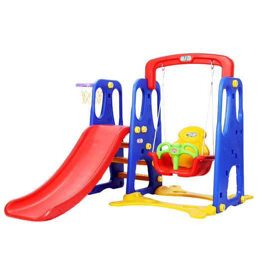 Kids 3-in-1 Slide Swing with Basketball Hoop Toddler Outdoor Indoor Play - image1