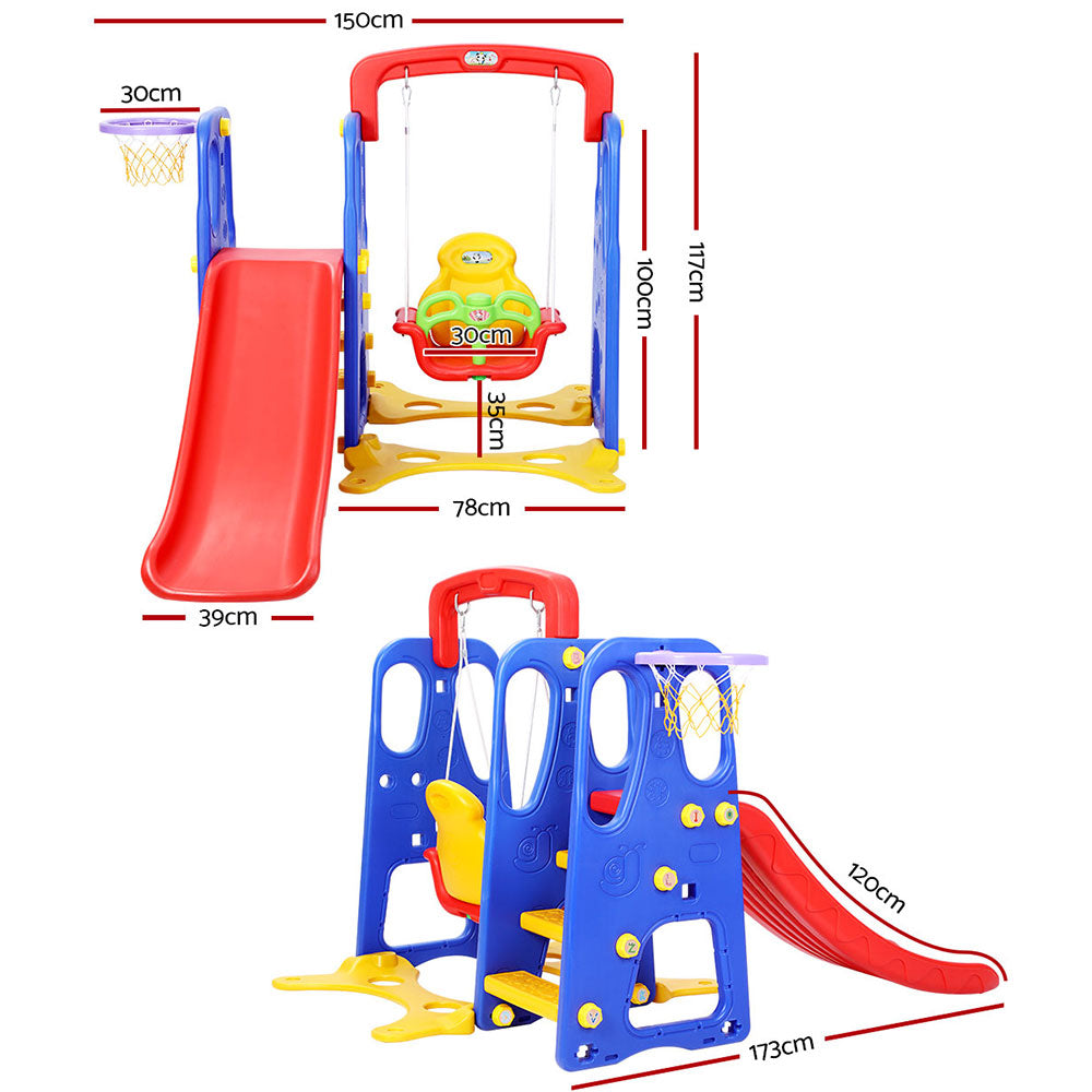 Kids 3-in-1 Slide Swing with Basketball Hoop Toddler Outdoor Indoor Play - image2