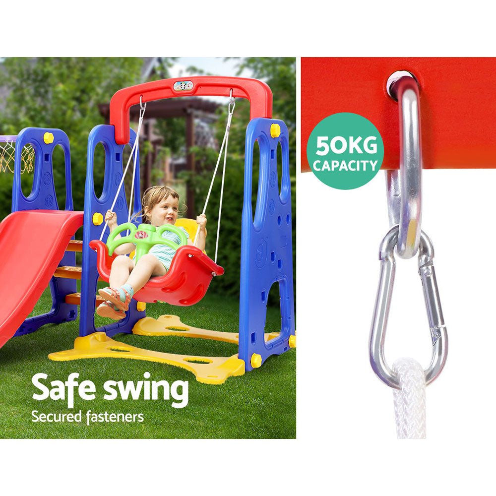Kids 3-in-1 Slide Swing with Basketball Hoop Toddler Outdoor Indoor Play - image5