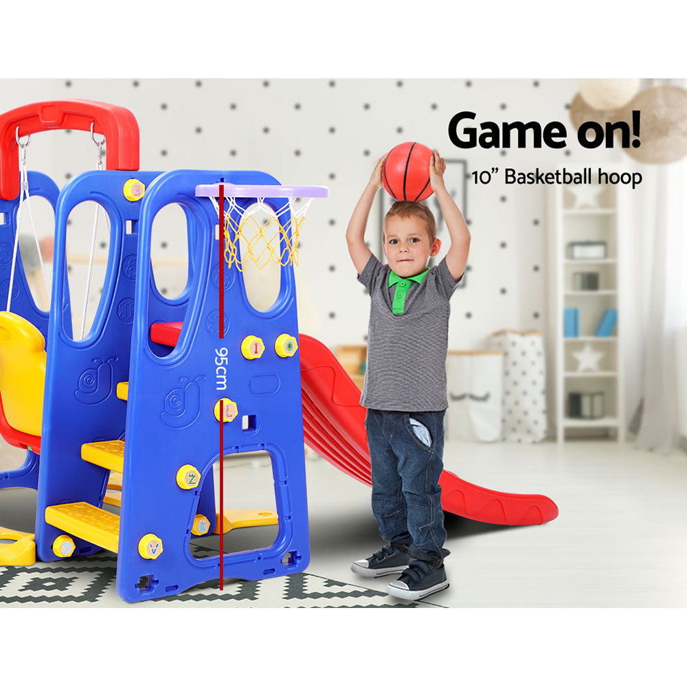 Kids 3-in-1 Slide Swing with Basketball Hoop Toddler Outdoor Indoor Play - image6