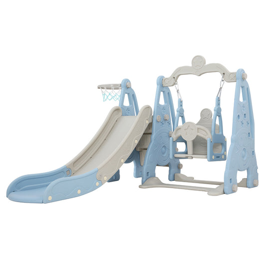 Keezi Kids Slide 170cm Extra Long Swing Basketball Hoop Toddlers PlaySet Blue - image1