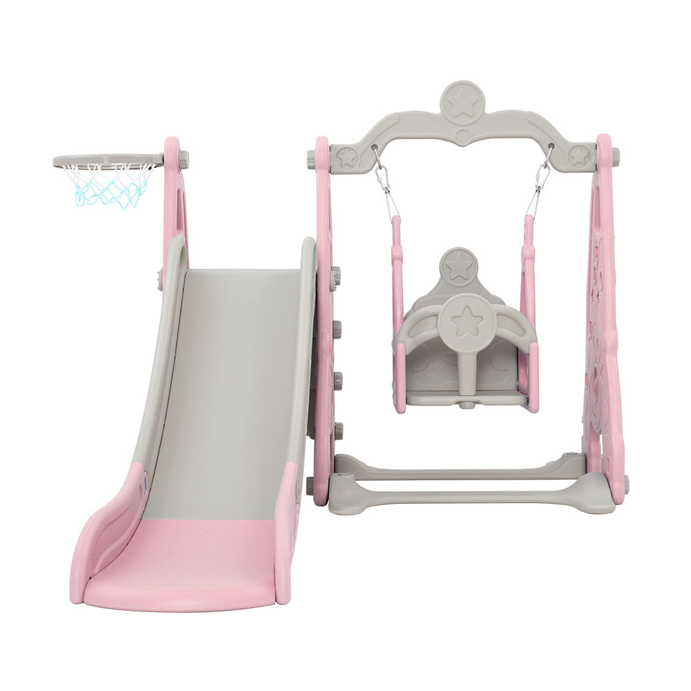 Keezi Kids Slide 170cm Extra Long Swing Basketball Hoop Toddlers PlaySet Pink - image3