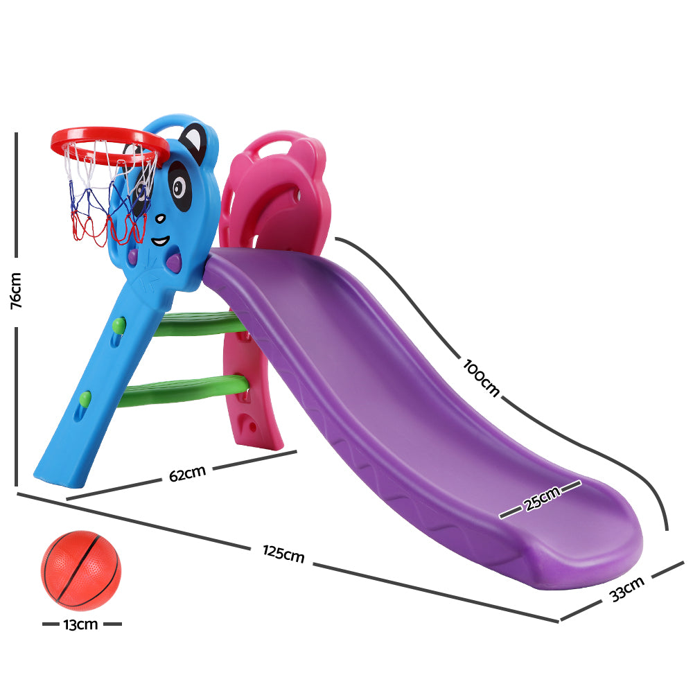 Kids Slide with Basketball Hoop Outdoor Indoor Playground Toddler Play - image2