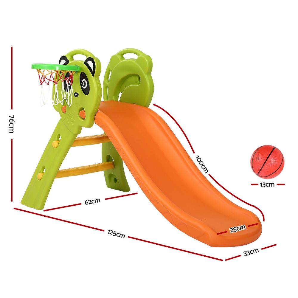 Kids Slide Basketball Hoop Activity Center Outdoor Toddler Play Set Orange - image2