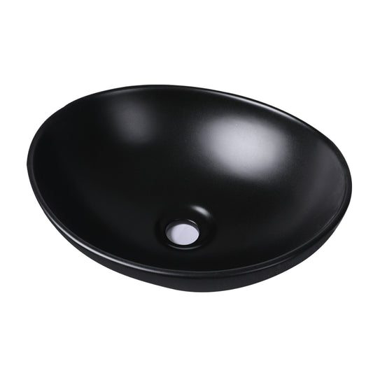 Wash Basin Oval Ceramic Hand Bowl Bathroom Sink Vanity Above Counter Matte Black - image1