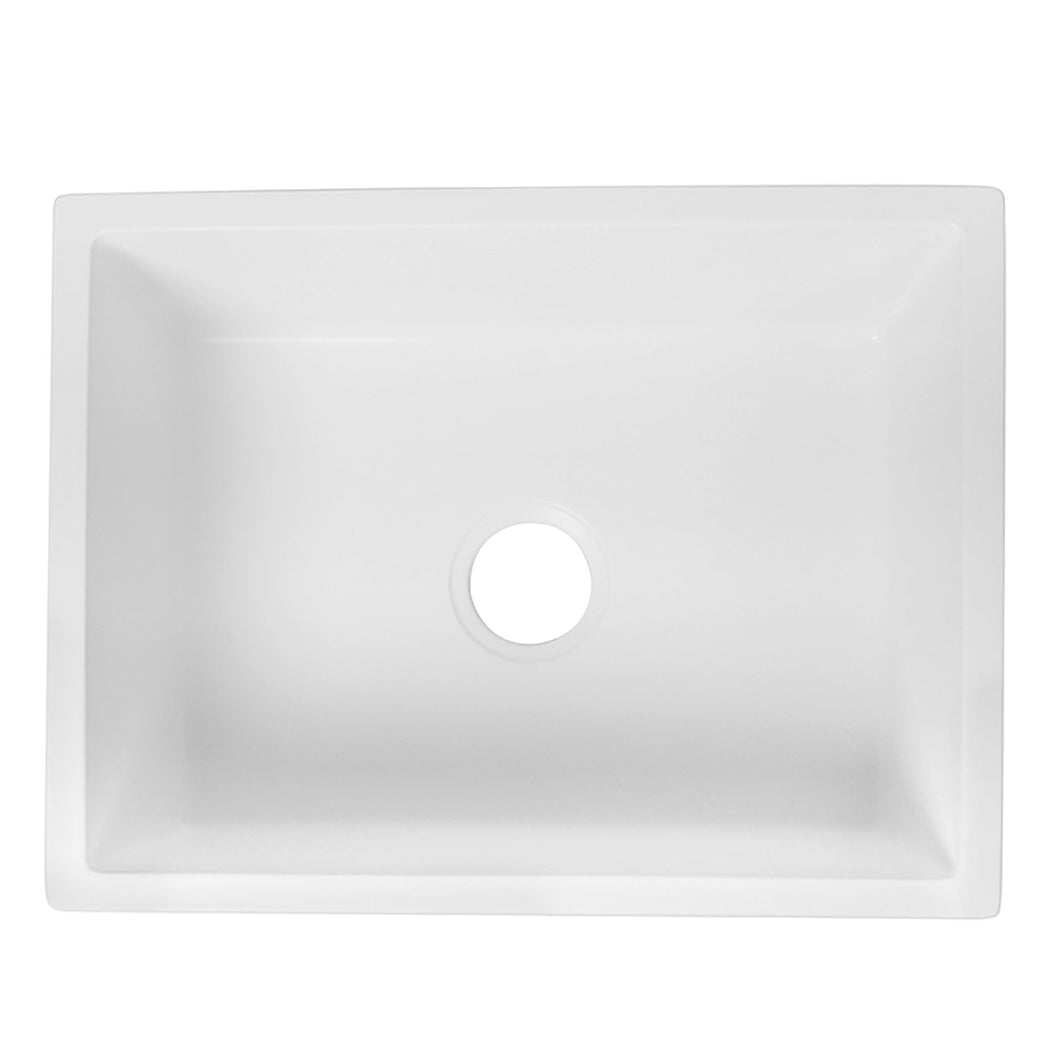 Granite Kitchen Sink Laundry Stone Sinks Top Undermount Single Bowl White - image2