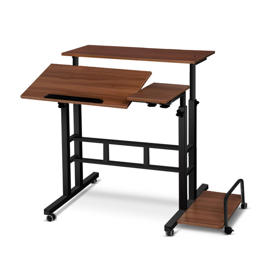 Twin Laptop Table Desk - Dark Wood - image1