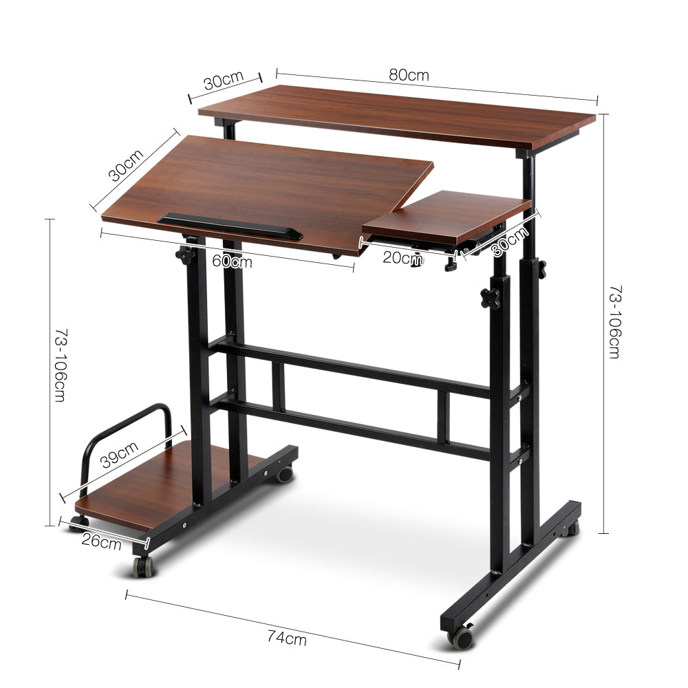 Twin Laptop Table Desk - Dark Wood - image2