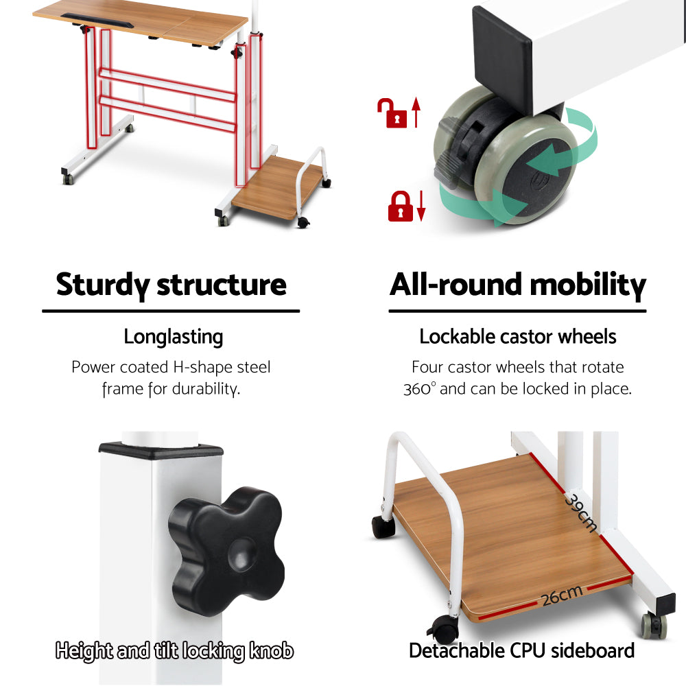 Mobile Twin Laptop Desk - Light Wood - image5