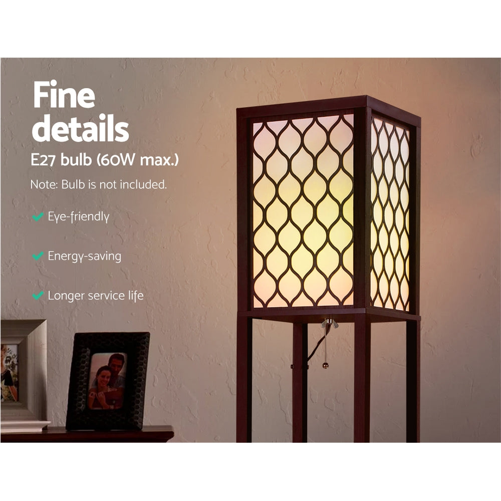 Floor Lamp LED Storage Shelf Standing Vintage Wood Light Reading Bedroom - image5