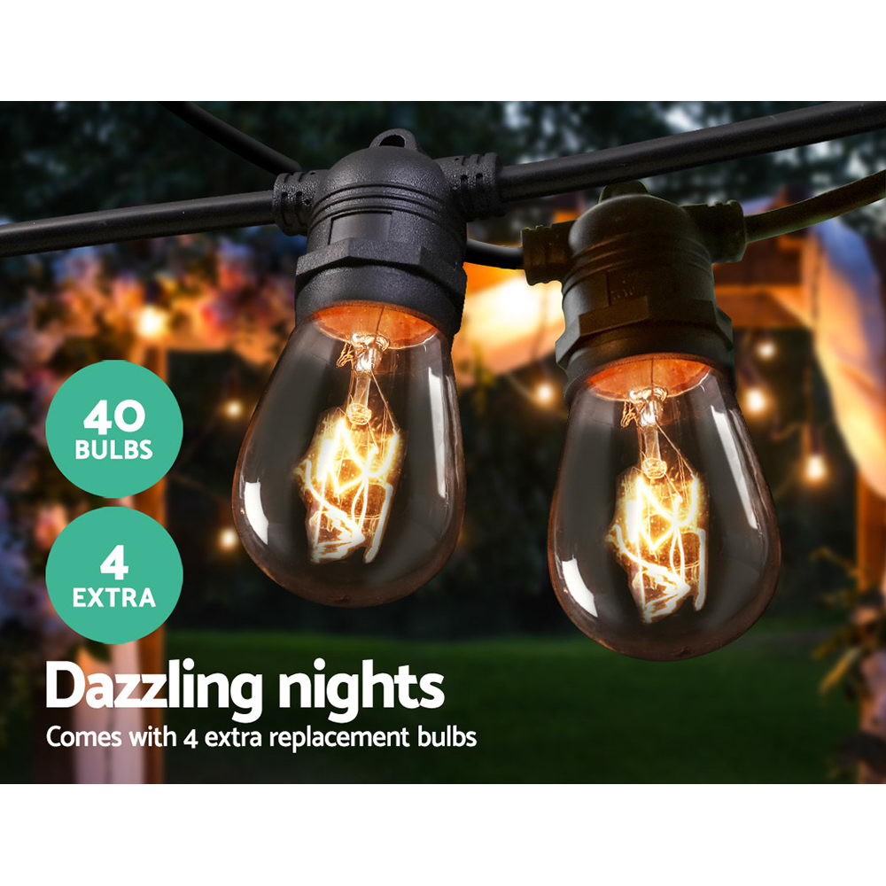 38m Festoon String Lights Christmas Bulbs Party Wedding Garden Party - image3