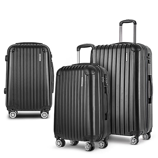 3pcs Luggage Set Travel Suitcase Storage Organiser TSA lock Black - image1