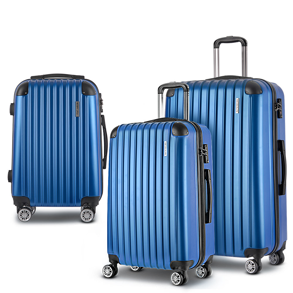 3pcs Luggage Set Travel Suitcase Storage Organiser TSA lock Blue - image1