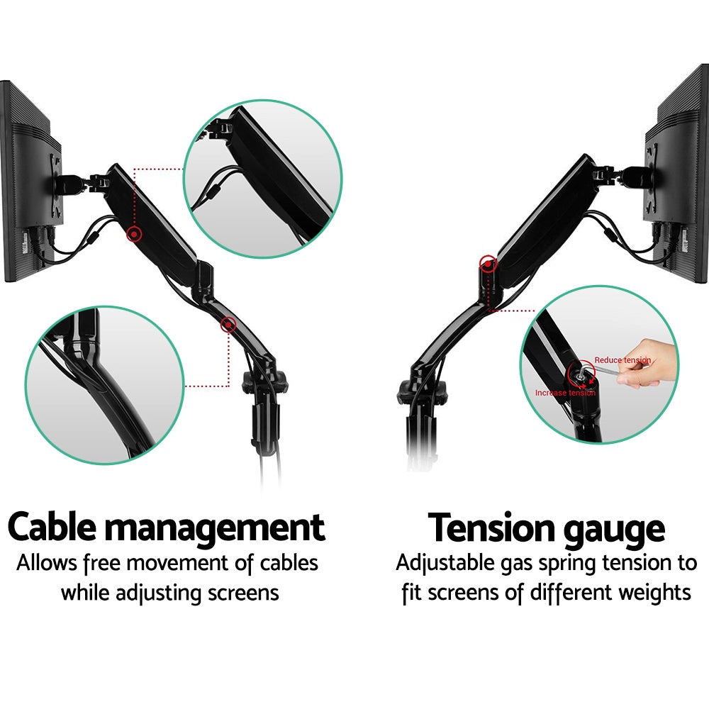 Monitor Arm Mount Single Gas Black - image4