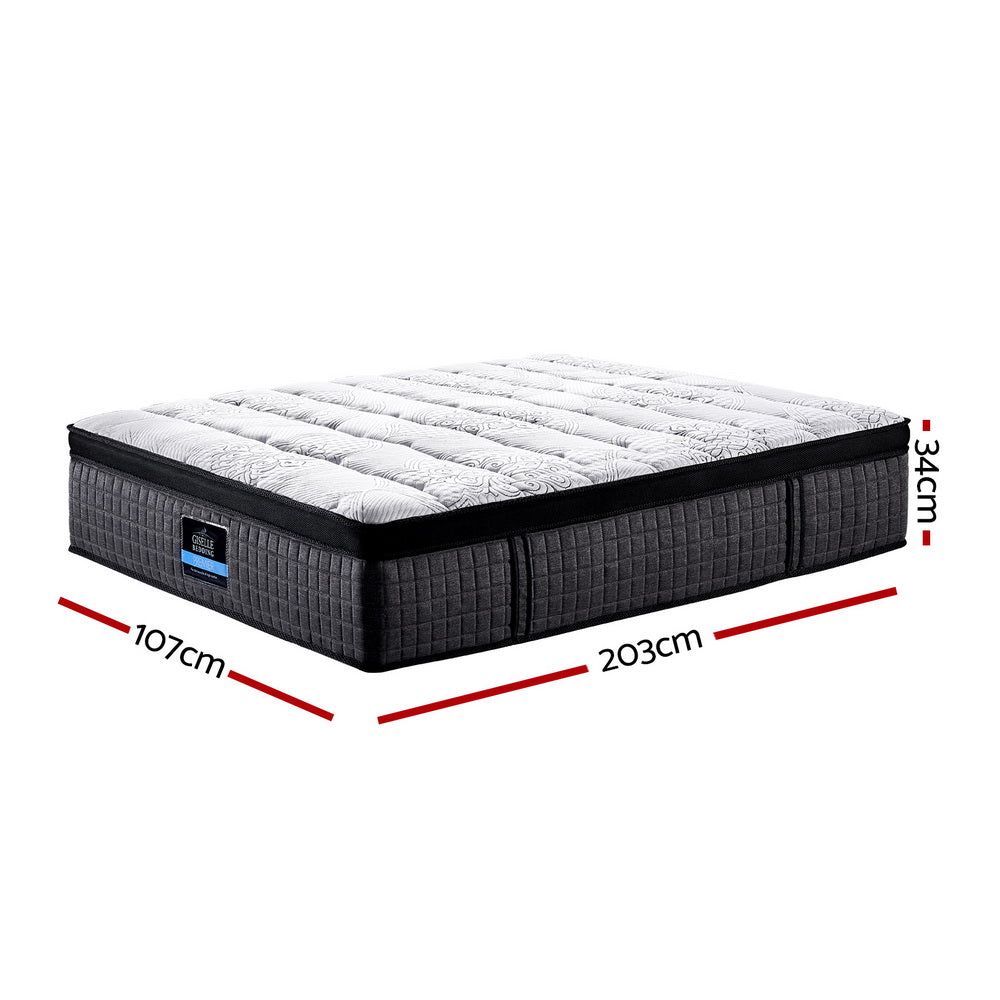 Mattress 9 Zone Pocket Spring Latex Foam Medium Firm 34cm King Single - image2