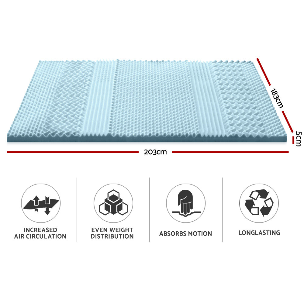 Bedding Cool Gel 7-zone Memory Foam Mattress Topper w/Bamboo Cover 5cm - King - image2