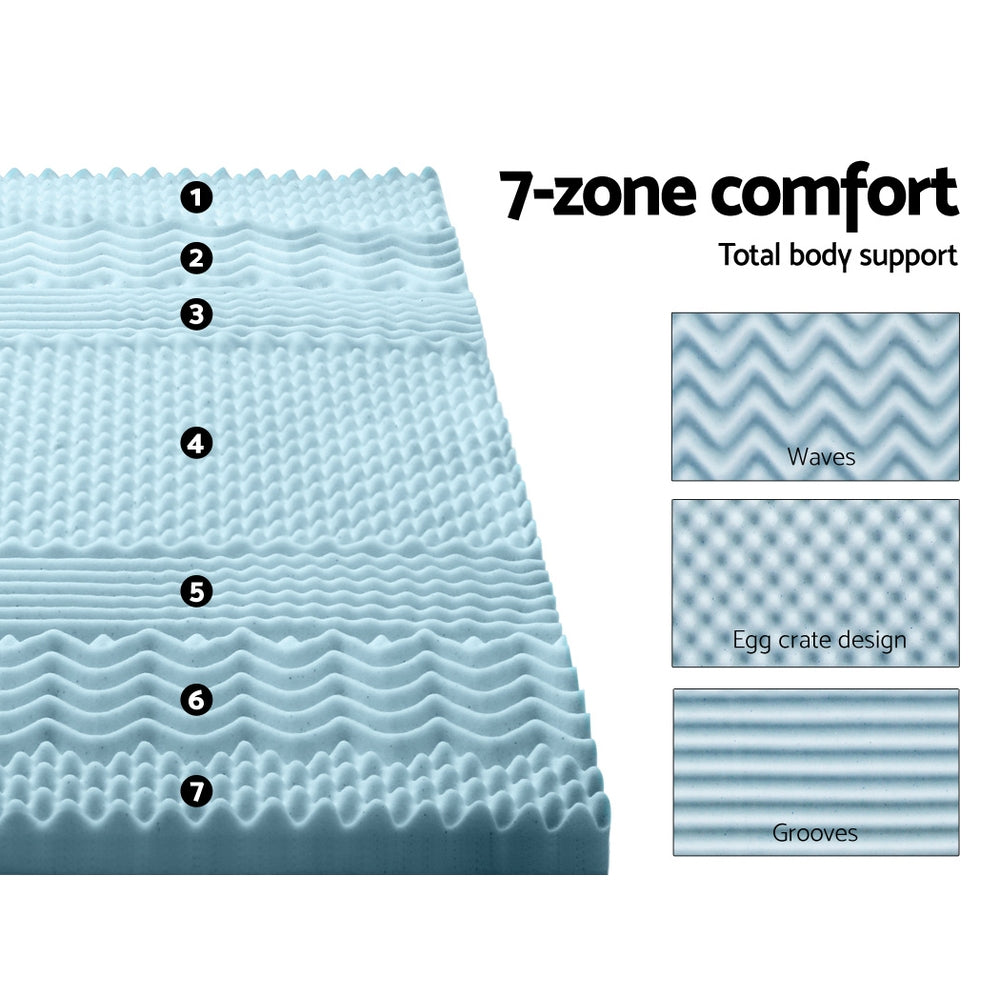Bedding Cool Gel 7-zone Memory Foam Mattress Topper w/Bamboo Cover 8cm - King - image5