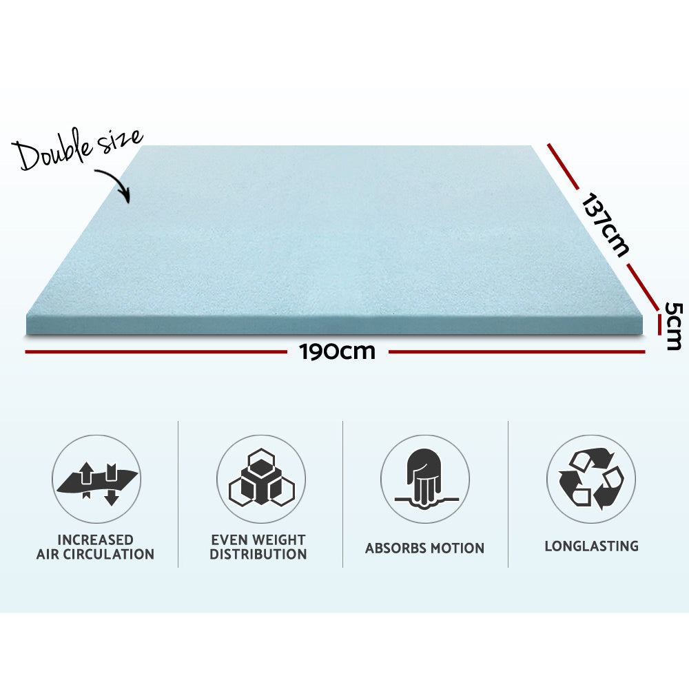 Bedding Cool Gel Memory Foam Mattress Topper w/Bamboo Cover 5cm - Double - image2