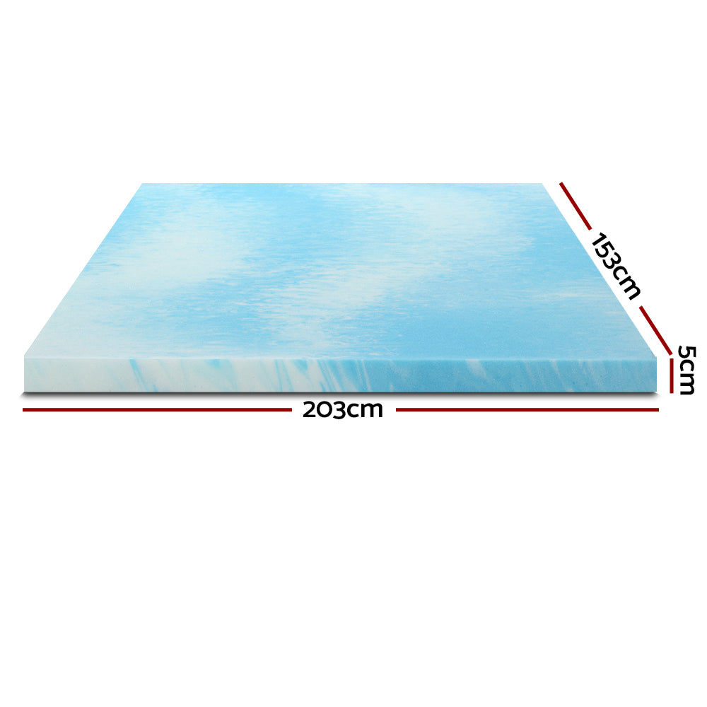 Giselle Cool Gel Memory Foam Topper Mattress Toppers w/ Bamboo Cover 5cm QUEEN - image2