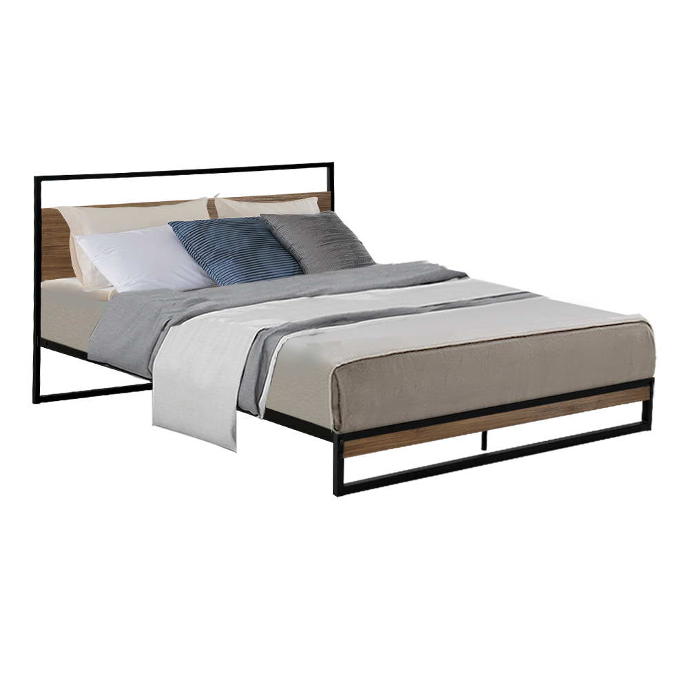 Metal Bed Frame Double Size Mattress Base Platform Foundation Black Dane - image1