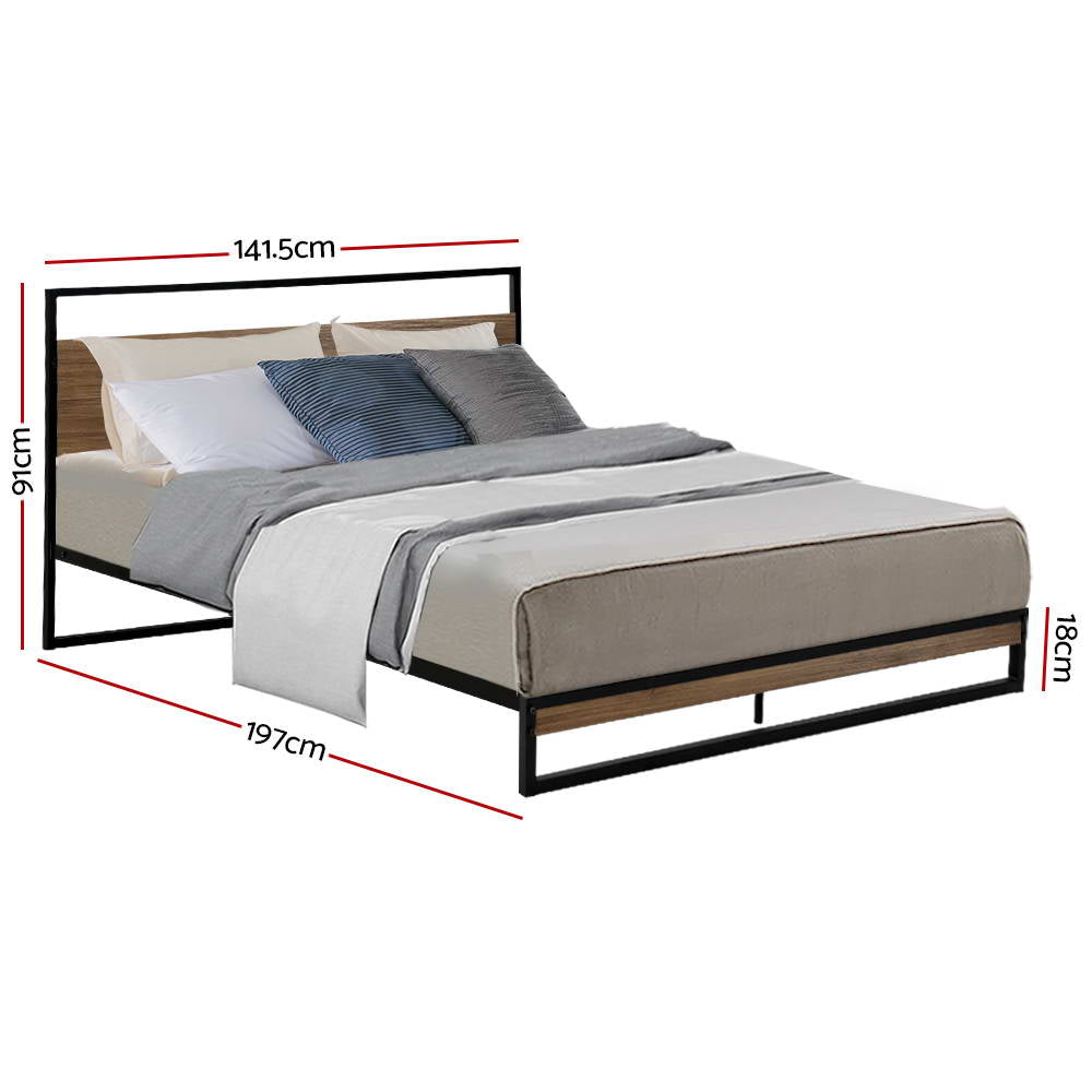 Metal Bed Frame Double Size Mattress Base Platform Foundation Black Dane - image2